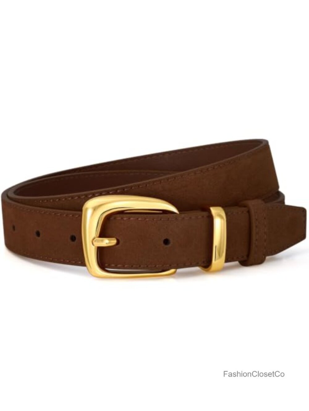 Women Suede Leather Belt Gold Buckle Waist Belt for Dresses Jeans